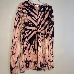 Women's Gilded Intent -Black and Tan/Orange Tie-Dye Top